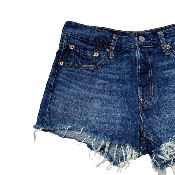 Levi’s 501 High Rise Cutoff Jean Shorts Blue Denim Women’s 28 - Picture 4 of 10